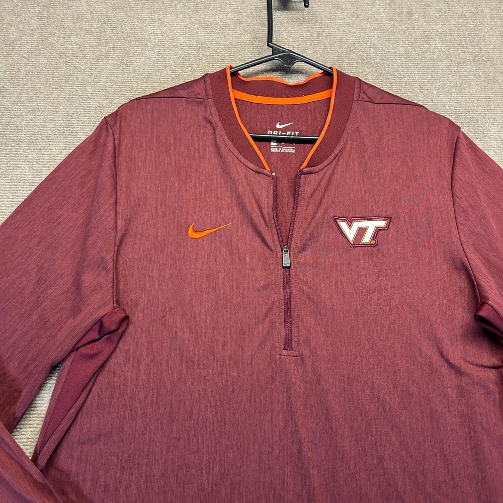 Virginia Tech 1/2 Zip Pullover Men's Medium Nike Dri-Fit Maroon Blade Collar